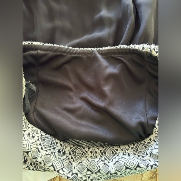 Cantata Maxi Dress Strapless Black Pleated Chiffon Skirt Tapestry Top Medium - Picture 13 of 15